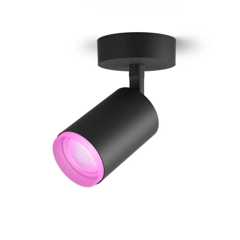 Hot Hue Fugato White and Color Ambiance spot, sort Spotlampe|Lamper Til Værksted