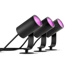 New Hue Lily White and Color Ambiance udendørs spike spot basesæt, sort (3 stk) Spotlampe|Havelamper