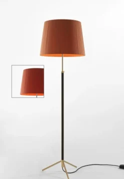 Sale Pie de salón Gulvlampe G1 rød/messing Standerlamper