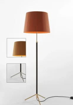 Best Pie de salón Gulvlampe G1 sennep/krom Standerlamper