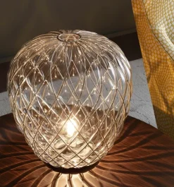 Outlet Pinecone Bordlampe, stor Ø50, klar/guld Glas Lamper|Bordlamper