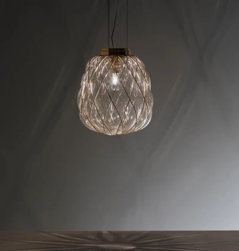 Online Pinecone Pendel, Lille - Ø30, klar/guld Glas Lamper|Pendler