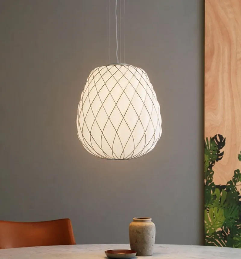 Hot Pinecone Pendel, stor - Ø50, hvid/chrome Spisebordslamper|Stue Lamper