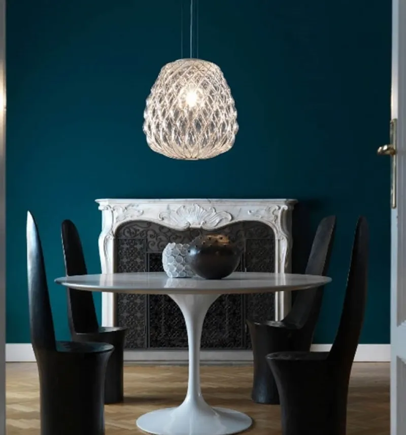 Clearance Pinecone Pendel, stor - Ø50, klar/chrome Glas Lamper|Spisebordslamper