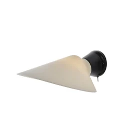 Online Plume væglampe m. afbryder, sort/porcelæn Hvide Lamper|Køkkenlamper