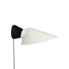 Outlet Plume væglampe m. ledning, sort/porcelæn Hvide Lamper|Soveværelseslamper