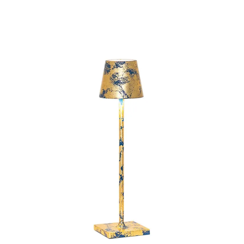 Clearance Poldina micro batterilampe / bordlampe, capriblå/antik guld Transportable Lamper|Lamper Til Sofabord