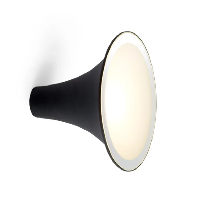 Outlet Sirens Væglampe Ø21 m. frosted glas og spejlkant, Sort Sorte Væglamper