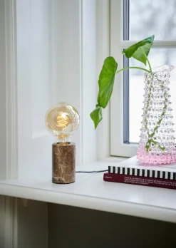 Hot Siv Marble bordlampe, brun Marmor Lamper|Stue Lamper