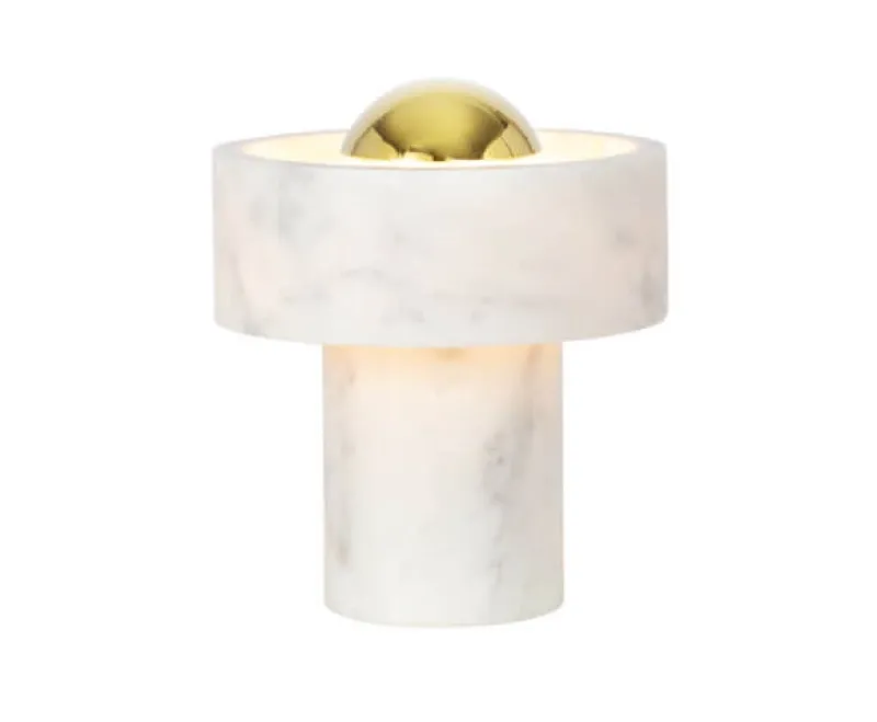 Best Stone Portable bordlampe / batterilampe, hvid/guld Marmor Lamper|Hvide Lamper