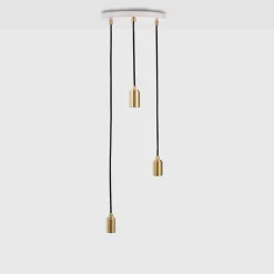 Triple pendel (fatning), hvid/messing Messinglamper|Hvide Lamper