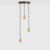 Outlet Triple pendel (fatning), sort/oak Lamper I Træ|Hængelamper