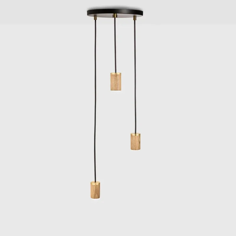 Outlet Triple pendel (fatning), sort/oak Lamper I Træ|Hængelamper