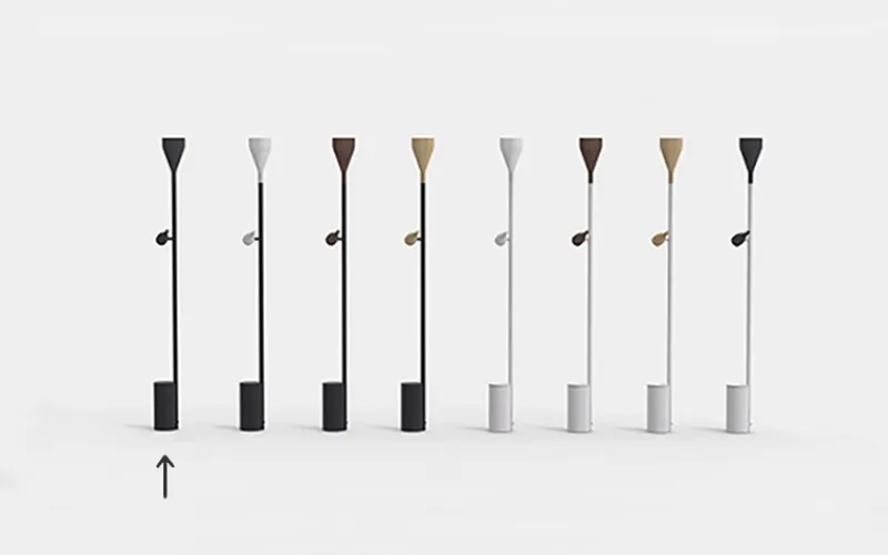 Outlet Timber Floor spot og uplight til sort base, ask sort Lamper I Træ|Standerlamper