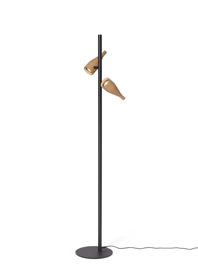 Timber Lounge Double gulvlampe, eg Lamper I Træ|Standerlamper