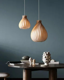 New TR42 pendel, birk/natur, 40 x 55 cm Lamper I Træ|Spisebordslamper