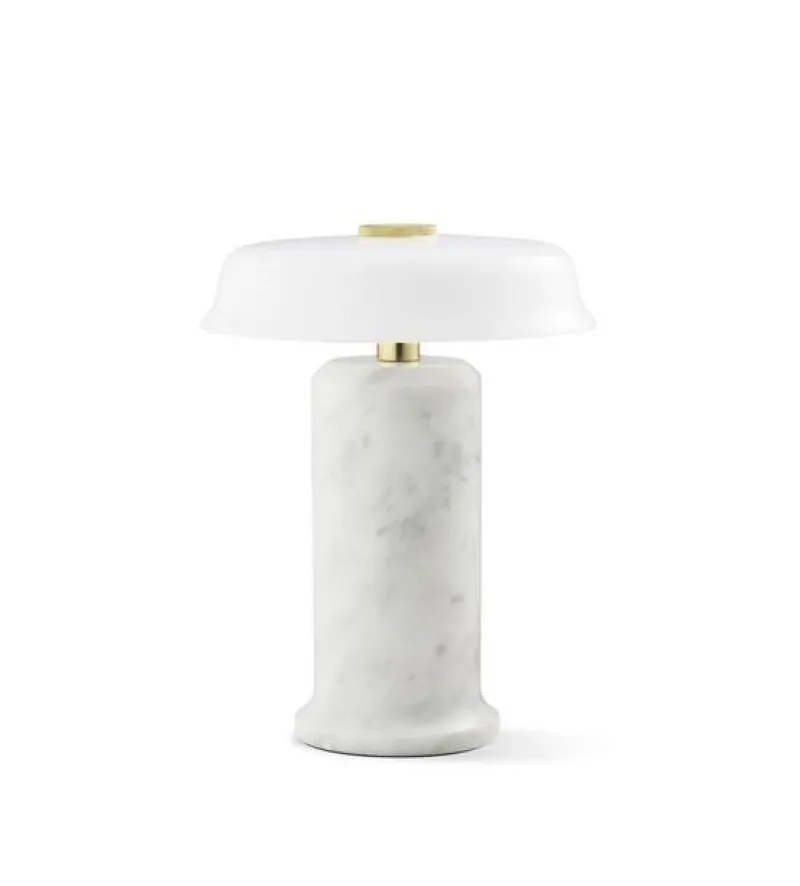 New TRIP no. 2 portable batterilampe / bordlampe, carrara/opal Messinglamper|Marmor Lamper