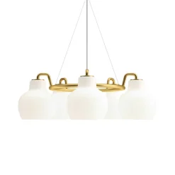 Hot VL Ringkrone 5 pendel, messing/blank opal Messinglamper|Hvide Lamper