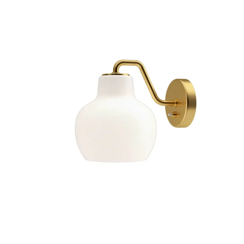 Best VL Ringkrone 1 væglampe u. ledning/m. kontakt, messing/blank opal Hvide Lamper|Messinglamper