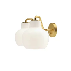 Online VL Ringkrone 2 væglampe u. ledning/m. kontakt, messing/blank opal Messinglamper|Hvide Lamper